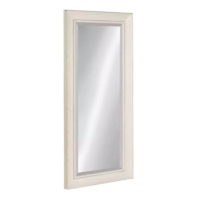 Miroir mural encadré Macon blanc 16" x 36", style moderne, verre biseauté, aucun assemblage requis