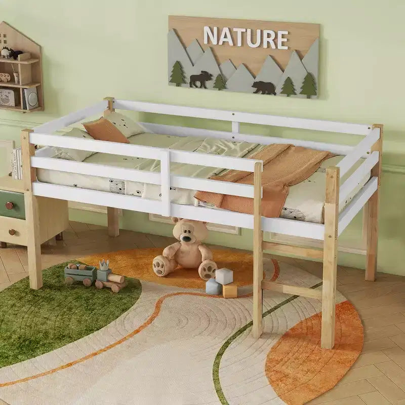 Lit mezzanine en caoutchouc MAYEERTY avec échelle de sécurité multicolore