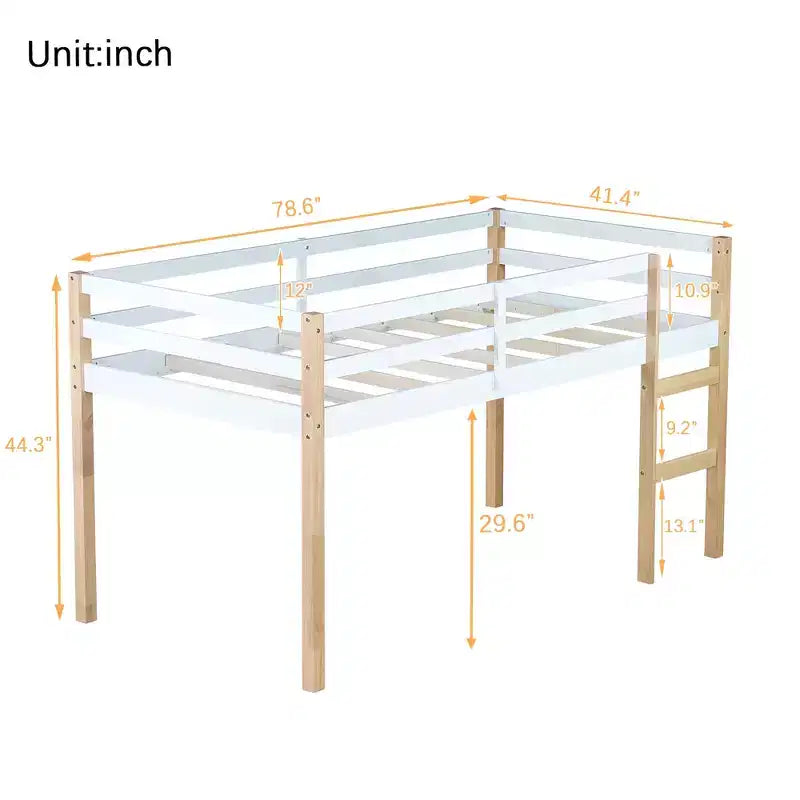 Lit mezzanine en caoutchouc MAYEERTY avec échelle de sécurité multicolore