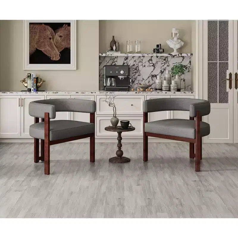 MAYEERTY Table de bar carrée minimaliste de 80 cm, Plateau en MDF aspect bois foncé avec piétement robuste et repose-pieds en métal, Table de bistrot compacte pour 2 à 4 personnes
