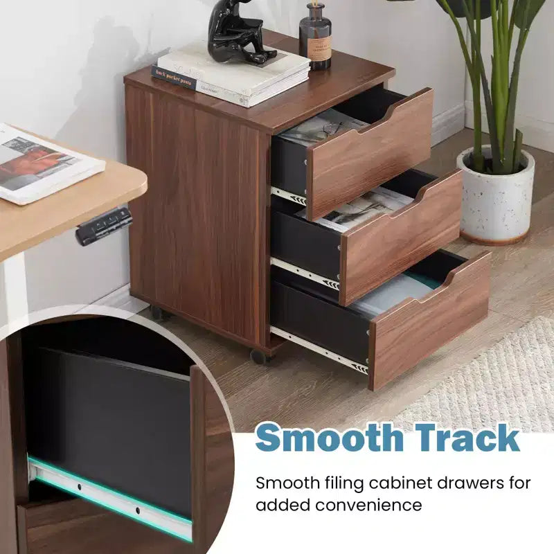 PexFix Meuble de rangement vertical à 3 tiroirs en bois sur roulettes pour bureau à domicile