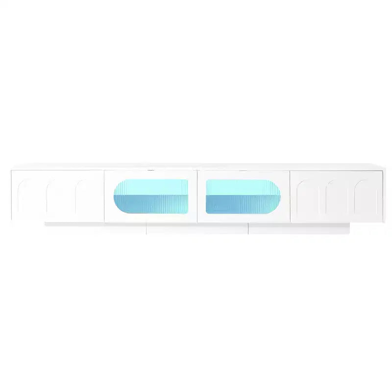 Meuble TV de centre de divertissement pour téléviseurs jusqu'à 95 pouces, console média fonctionnelle avec portes d'armoire arquées