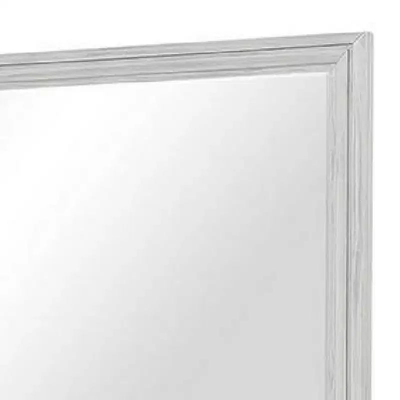Miroir de commode Royal Hampton, verre biseauté, cadre en bois massif blanc rustique 38x44