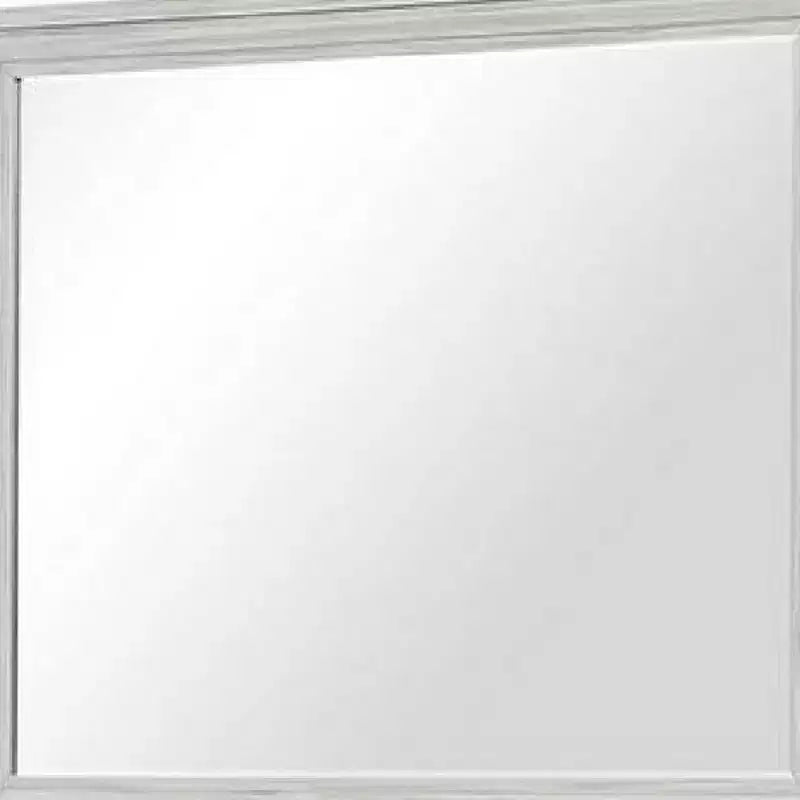 Miroir de commode Royal Hampton, verre biseauté, cadre en bois massif blanc rustique 38x44