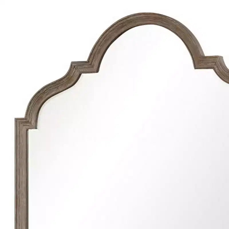 Miroir de commode Royal Hampton, verre biseauté, bois massif couleur chêne rustique, 41x50