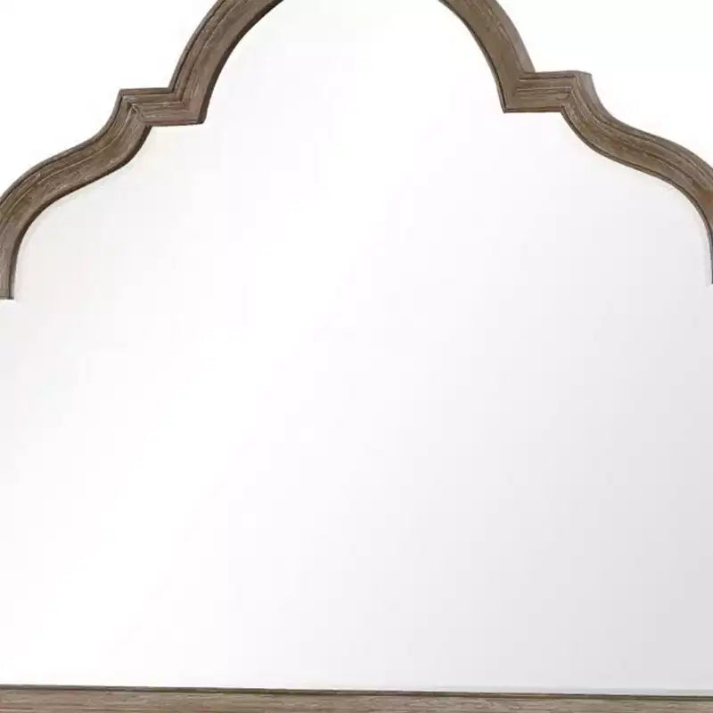 Miroir de commode Royal Hampton, verre biseauté, bois massif couleur chêne rustique, 41x50