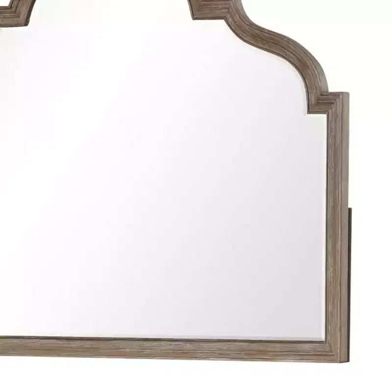 Miroir de commode Royal Hampton, verre biseauté, bois massif couleur chêne rustique, 41x50