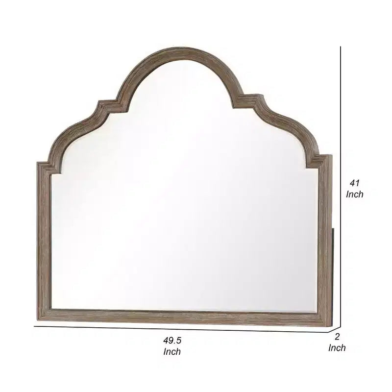 Miroir de commode Royal Hampton, verre biseauté, bois massif couleur chêne rustique, 41x50