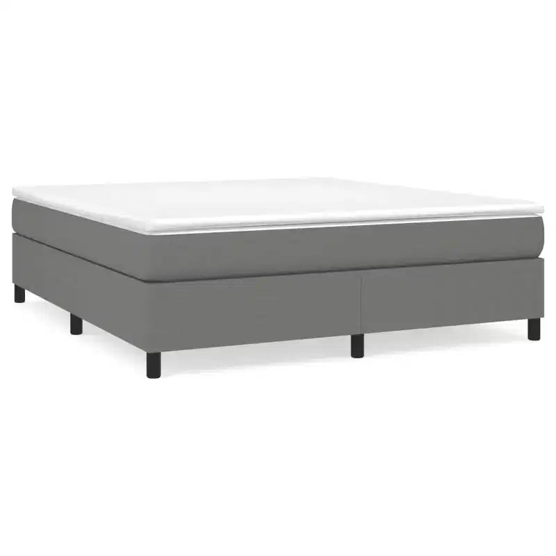 Cadre de lit en tissu gris foncé (100 % polyester), contreplaqué, bois d'ingénierie