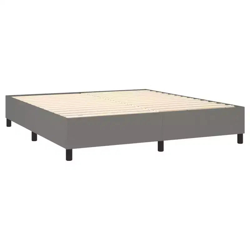 Cadre de lit en tissu gris foncé (100 % polyester), contreplaqué, bois d'ingénierie