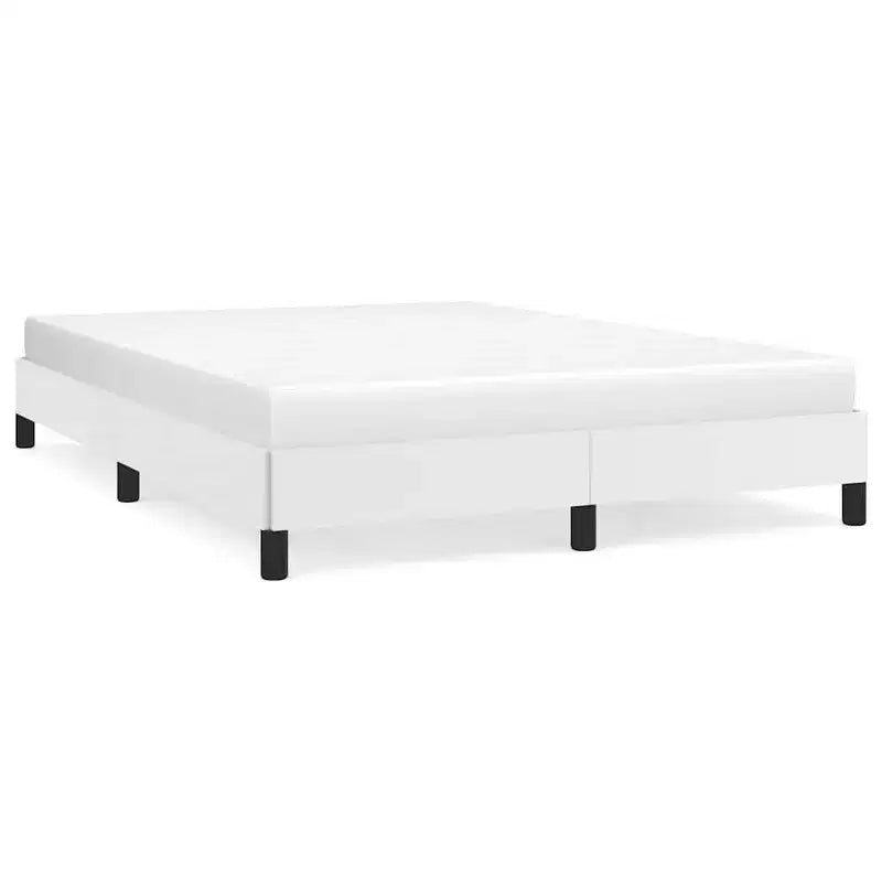 Cadre de lit Blanc Similicuir, Contreplaqué, Bois manufacturé Double