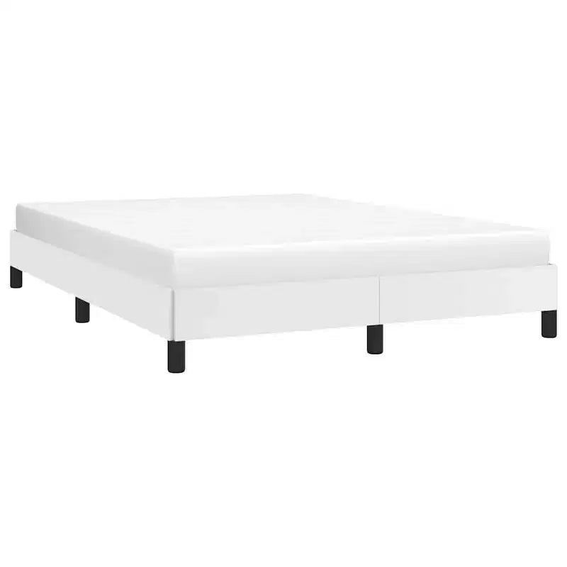 Cadre de lit Blanc Similicuir, Contreplaqué, Bois manufacturé Double