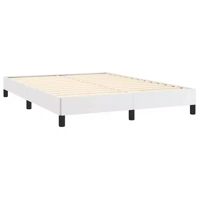 Cadre de lit Blanc Similicuir, Contreplaqué, Bois manufacturé Double