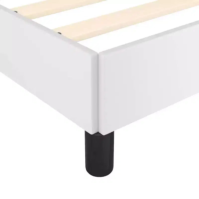 Cadre de lit Blanc Similicuir, Contreplaqué, Bois manufacturé Double