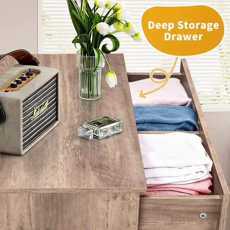 Grande commode Karl Home à 7 tiroirs pour chambre à coucher et commode à tiroirs avec construction robuste, organiseur de rangement en bois pour placard, gris