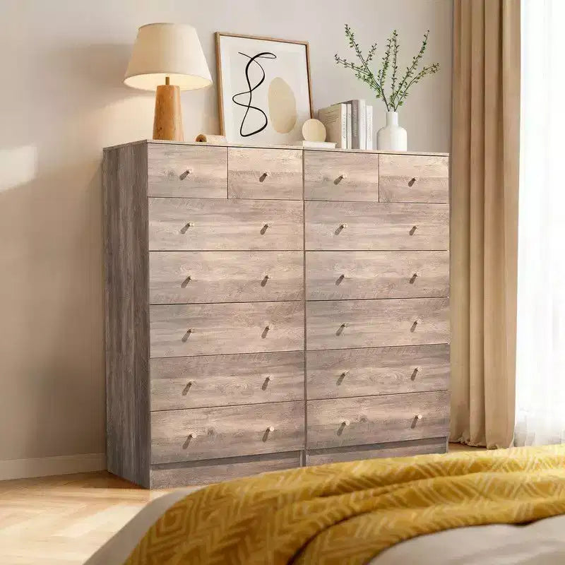 Grande commode Karl Home à 7 tiroirs pour chambre à coucher et commode à tiroirs avec construction robuste, organiseur de rangement en bois pour placard, gris