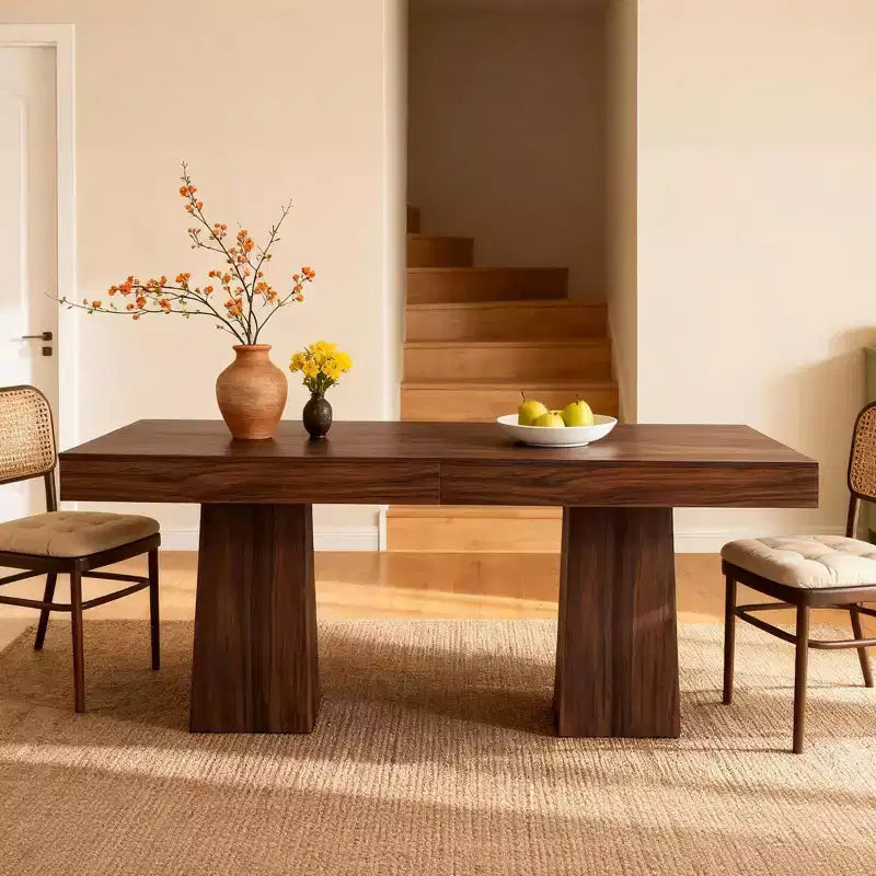 Table à manger carrée de 31,5 po pour 4, petite table de cuisine avec base piédestal robuste, table à manger de style rustique