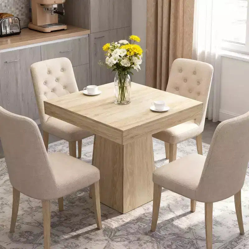 Table à manger carrée de 31,5 po pour 4, petite table de cuisine avec base piédestal robuste, table à manger de style rustique