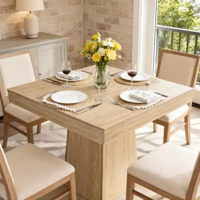Table à manger carrée de 31,5 po pour 4, petite table de cuisine avec base piédestal robuste, table à manger de style rustique