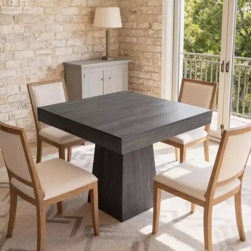 Table à manger carrée de 31,5 po pour 4, petite table de cuisine avec base piédestal robuste, table à manger de style rustique
