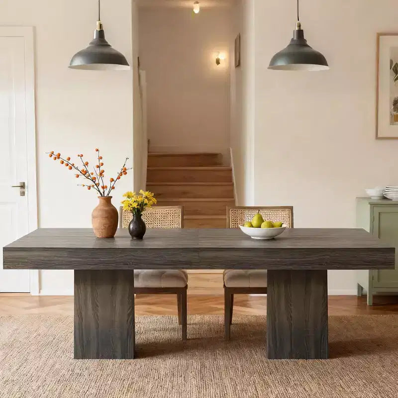 Table à manger carrée de 31,5 po pour 4, petite table de cuisine avec base piédestal robuste, table à manger de style rustique