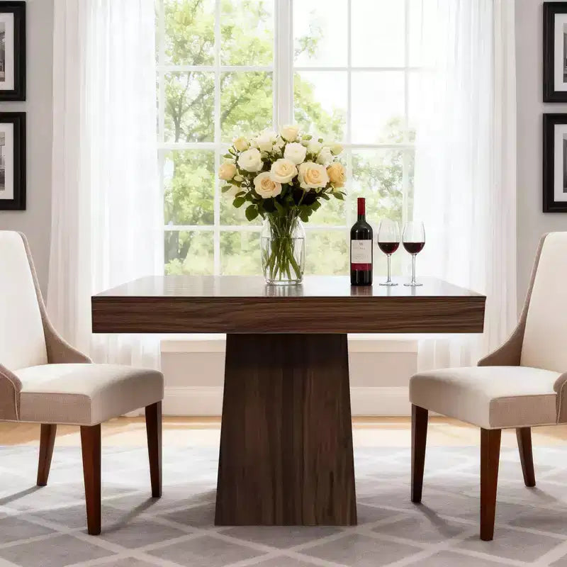 Table à manger carrée de 31,5 po pour 4, petite table de cuisine avec base piédestal robuste, table à manger de style rustique