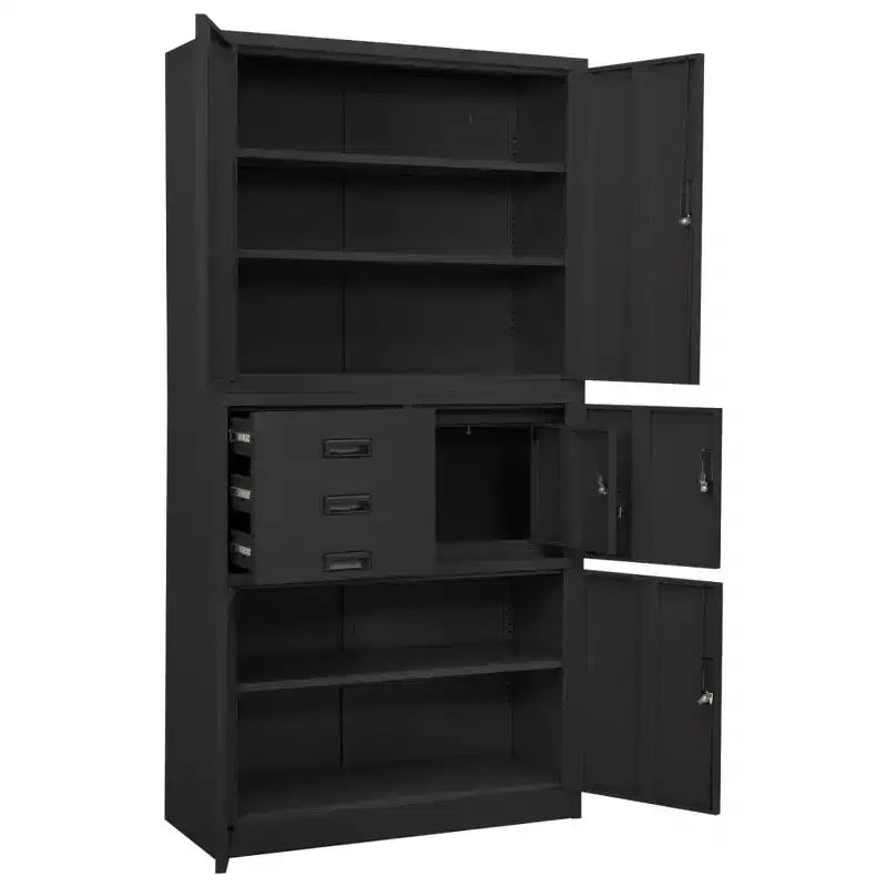 Meuble de rangement pour salon en acier avec étagères