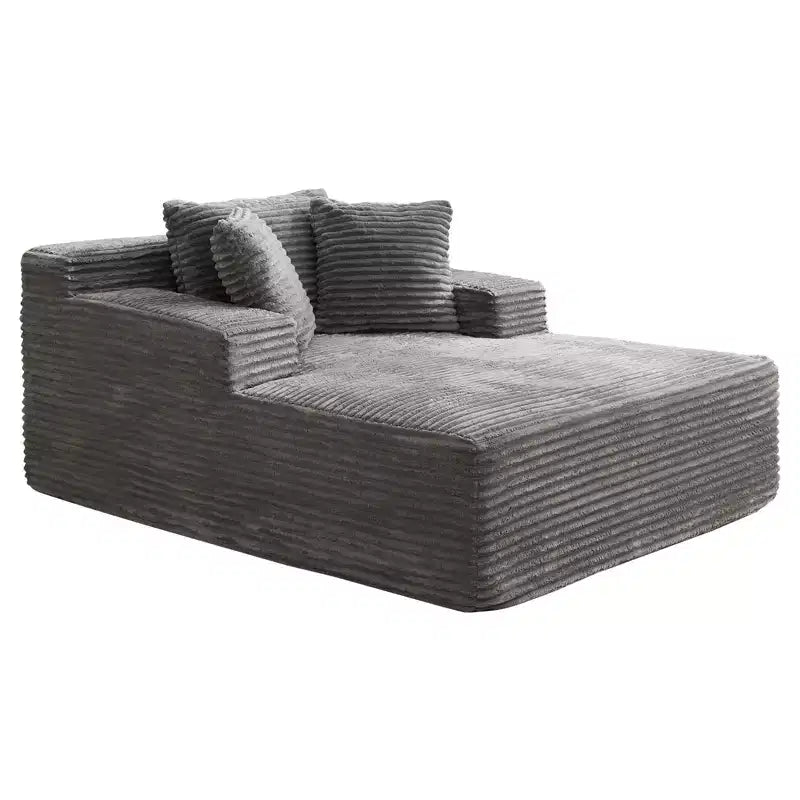 Grand fauteuil inclinable surdimensionné 49, canapé-lit rembourré avec 3 oreillers, canapé sans armature pour salon et chambre, gris