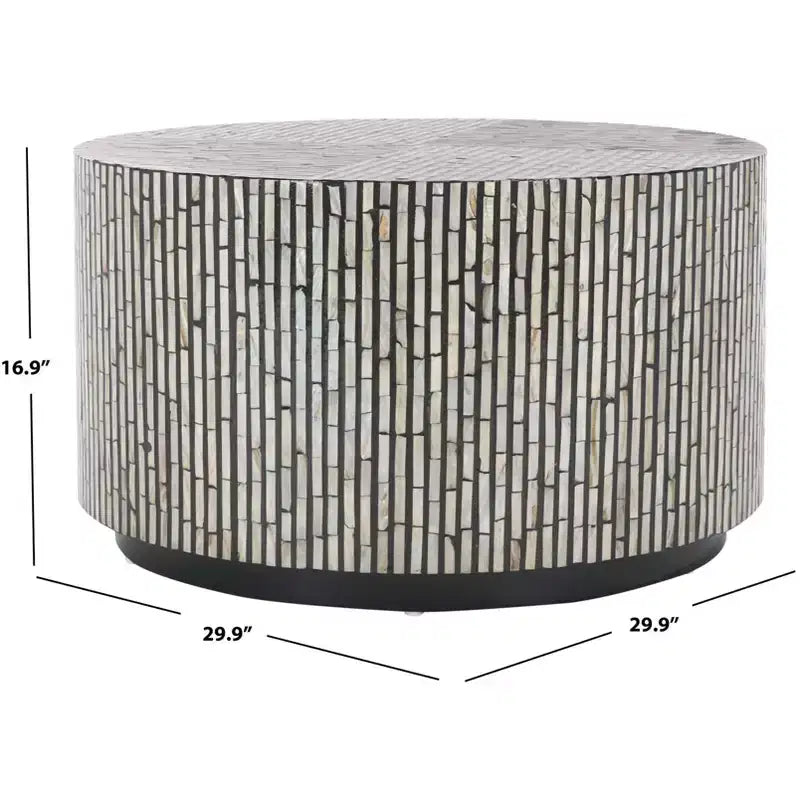 Table basse ronde Hamza COF1804A Argent/Noir