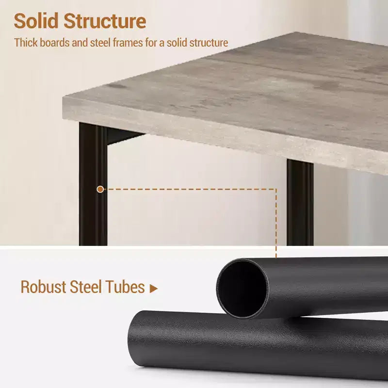 Table d'appoint à 3 niveaux, Table d'appoint haute avec cadre en métal, Tables de canapé avec rangement pour salon, Étagère de rangement de chevet pour chambre à coucher, Salle de bain