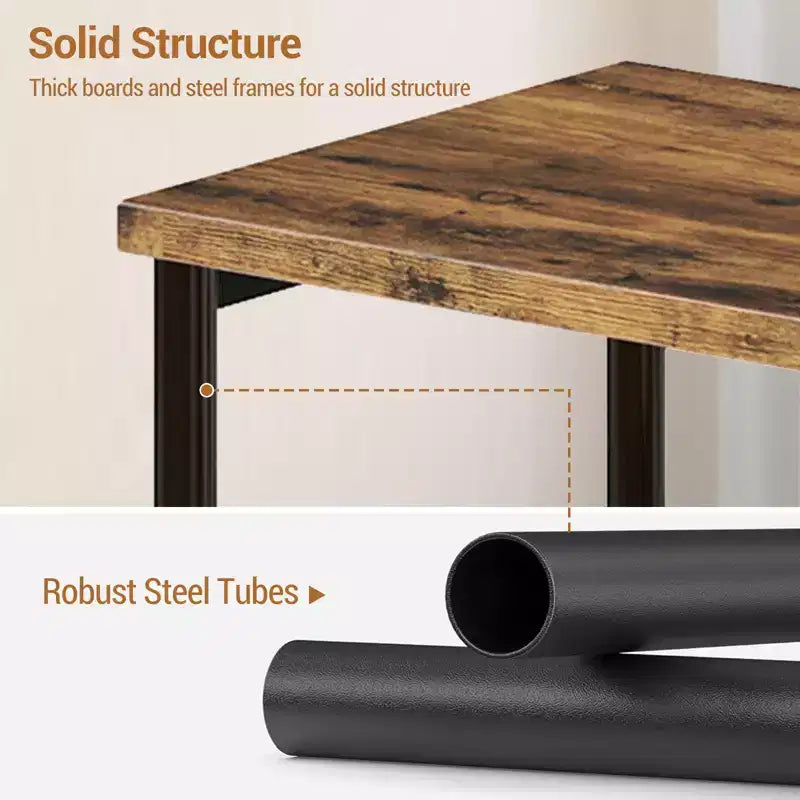 Table d'appoint à 3 niveaux, Table d'appoint haute avec cadre en métal, Tables de canapé avec rangement pour salon, Étagère de rangement de chevet pour chambre à coucher, Salle de bain