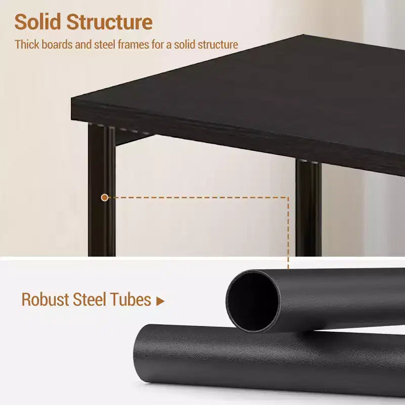 Table d'appoint à 3 niveaux, Table d'appoint haute avec cadre en métal, Tables de canapé avec rangement pour salon, Étagère de rangement de chevet pour chambre à coucher, Salle de bain