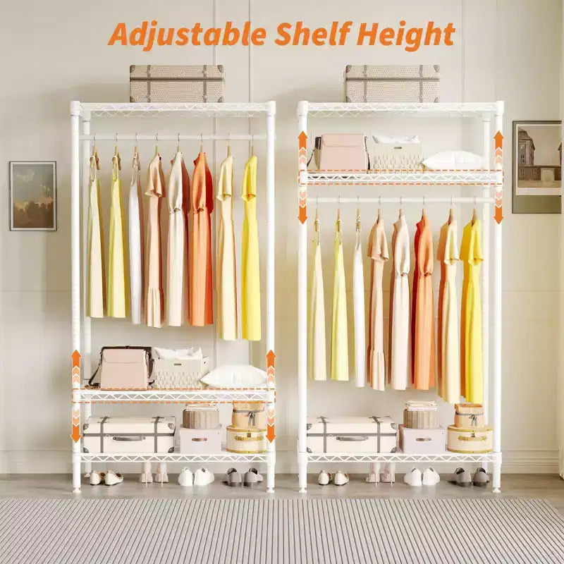 Portant à Vêtements Robuste à 3 Niveaux C Charge Maximale de 300 kg Organisateur de Vêtements en Métal Blanc pour Appartement/Chambre à Coucher