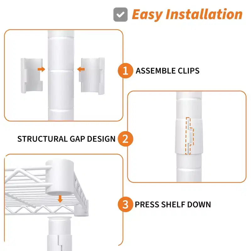 Portant à Vêtements Robuste à 3 Niveaux C Charge Maximale de 300 kg Organisateur de Vêtements en Métal Blanc pour Appartement/Chambre à Coucher