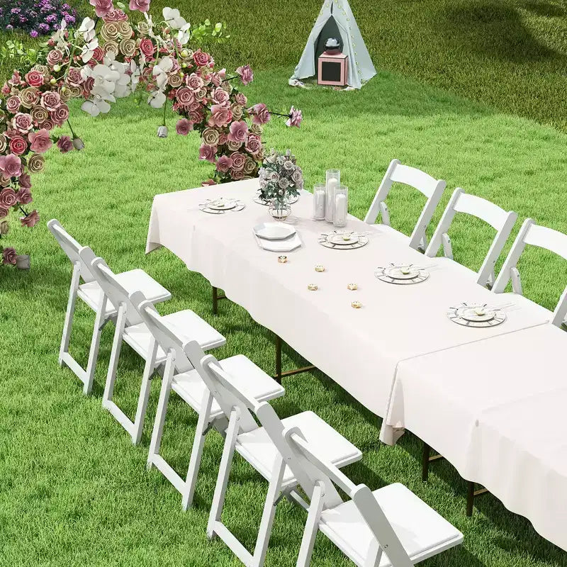 16 chaises de salle à manger avec pieds en bois d'hévéa et assise rembourrée pour événements à la maison ou au bureau, blanc