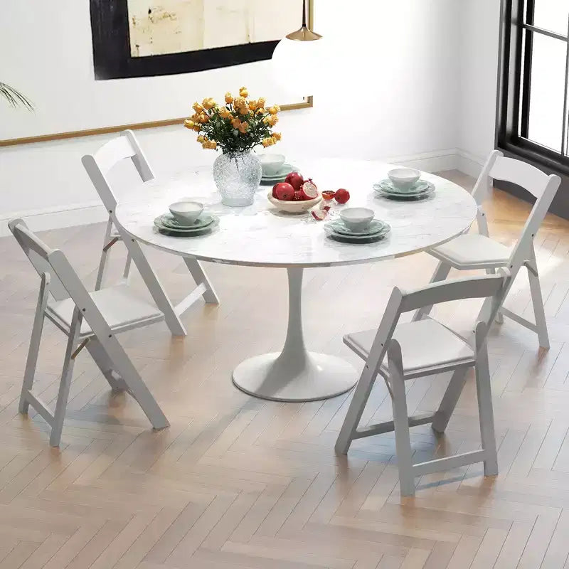 16 chaises de salle à manger avec pieds en bois d'hévéa et assise rembourrée pour événements à la maison ou au bureau, blanc