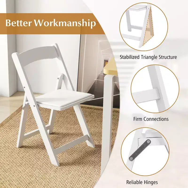 16 chaises de salle à manger avec pieds en bois d'hévéa et assise rembourrée pour événements à la maison ou au bureau, blanc