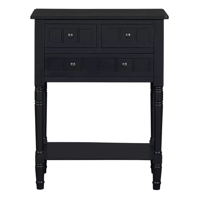 Petite console rétro avec tiroirs et étagère inférieure, table d'entrée rustique en bois avec rangement, table d'appoint étroite en bois pour entrée