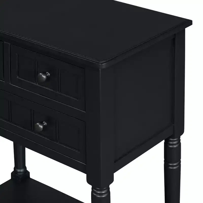 Petite console rétro avec tiroirs et étagère inférieure, table d'entrée rustique en bois avec rangement, table d'appoint étroite en bois pour entrée