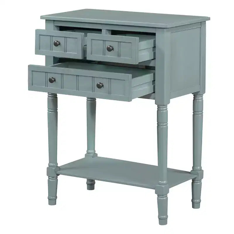 Petite console rétro avec tiroirs et étagère inférieure, table d'entrée rustique en bois avec rangement, table d'appoint étroite en bois pour entrée