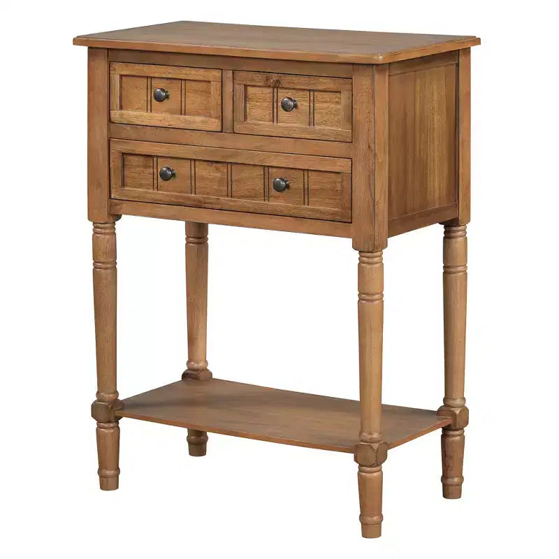 Petite console rétro avec tiroirs et étagère inférieure, table d'entrée rustique en bois avec rangement, table d'appoint étroite en bois pour entrée