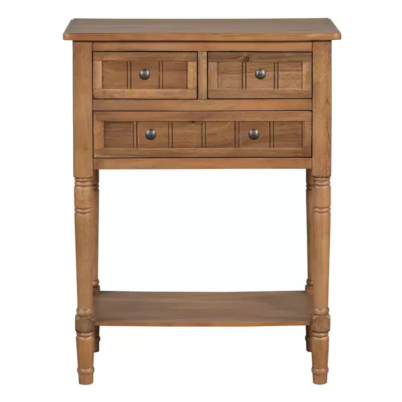 Petite console rétro avec tiroirs et étagère inférieure, table d'entrée rustique en bois avec rangement, table d'appoint étroite en bois pour entrée