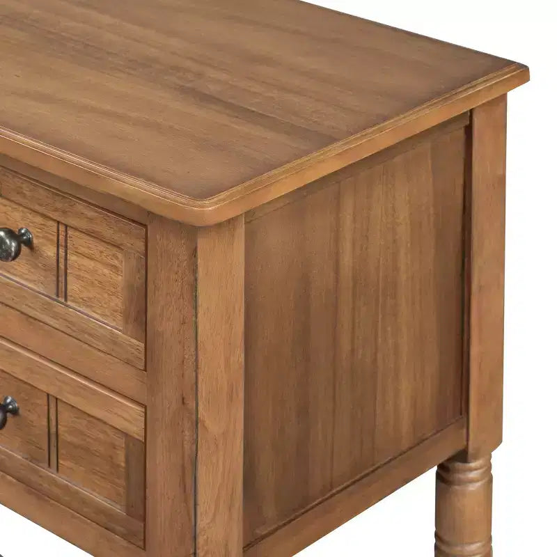 Petite console rétro avec tiroirs et étagère inférieure, table d'entrée rustique en bois avec rangement, table d'appoint étroite en bois pour entrée