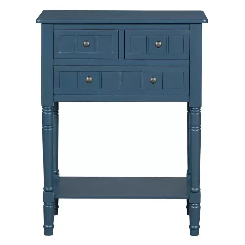 Petite console rétro avec tiroirs et étagère inférieure, table d'entrée rustique en bois avec rangement, table d'appoint étroite en bois pour entrée