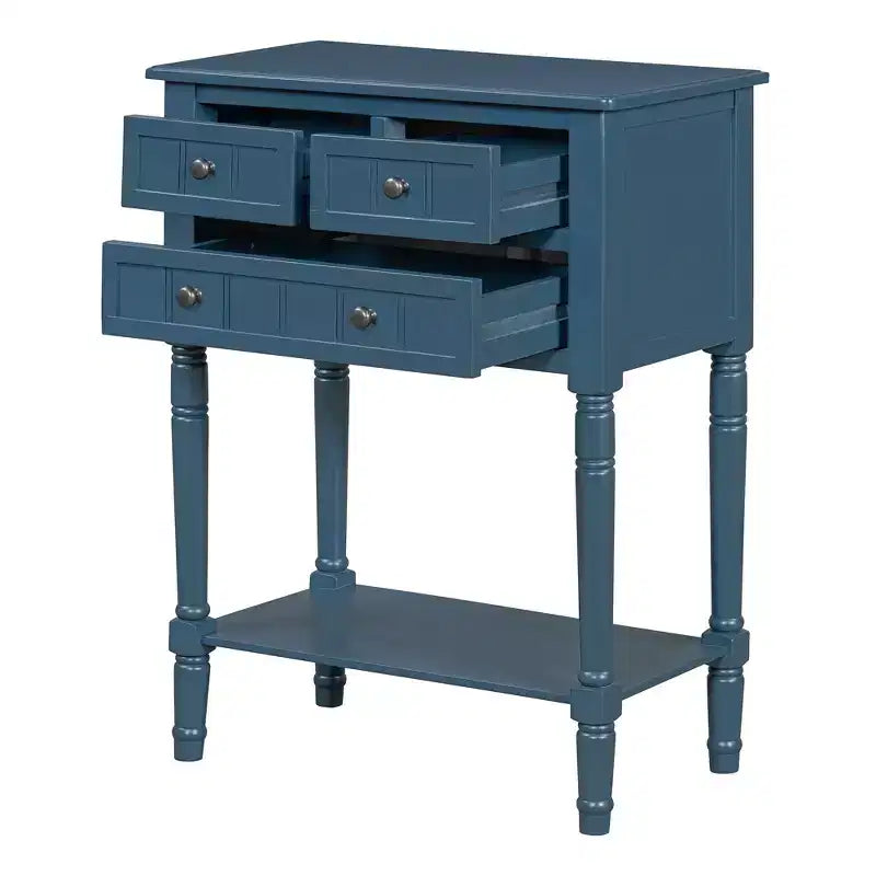 Petite console rétro avec tiroirs et étagère inférieure, table d'entrée rustique en bois avec rangement, table d'appoint étroite en bois pour entrée