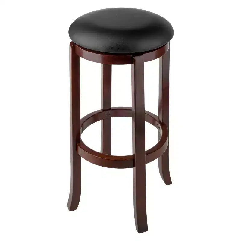 Tabourets de bar pivotants Walcott 30" Noyer, Hauteur fixe, Assise ronde, Structure en bois