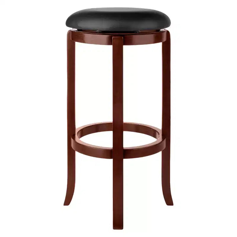 Tabourets de bar pivotants Walcott 30" Noyer, Hauteur fixe, Assise ronde, Structure en bois