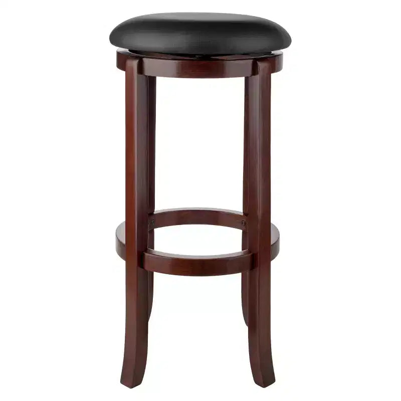 Tabourets de bar pivotants Walcott 30" Noyer, Hauteur fixe, Assise ronde, Structure en bois