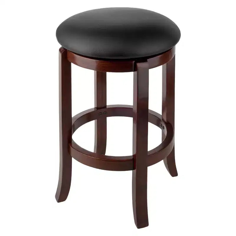 Tabouret de bar pivotant Walcott 24", hauteur de comptoir, noyer, rond, cadre en bois, hauteur fixe