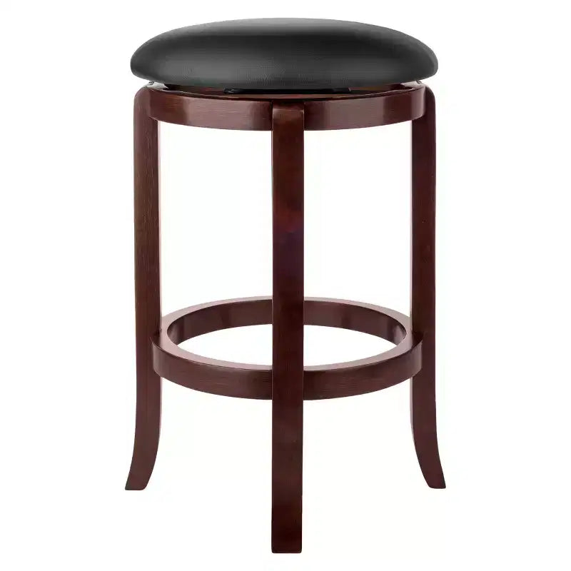 Tabouret de bar pivotant Walcott 24", hauteur de comptoir, noyer, rond, cadre en bois, hauteur fixe